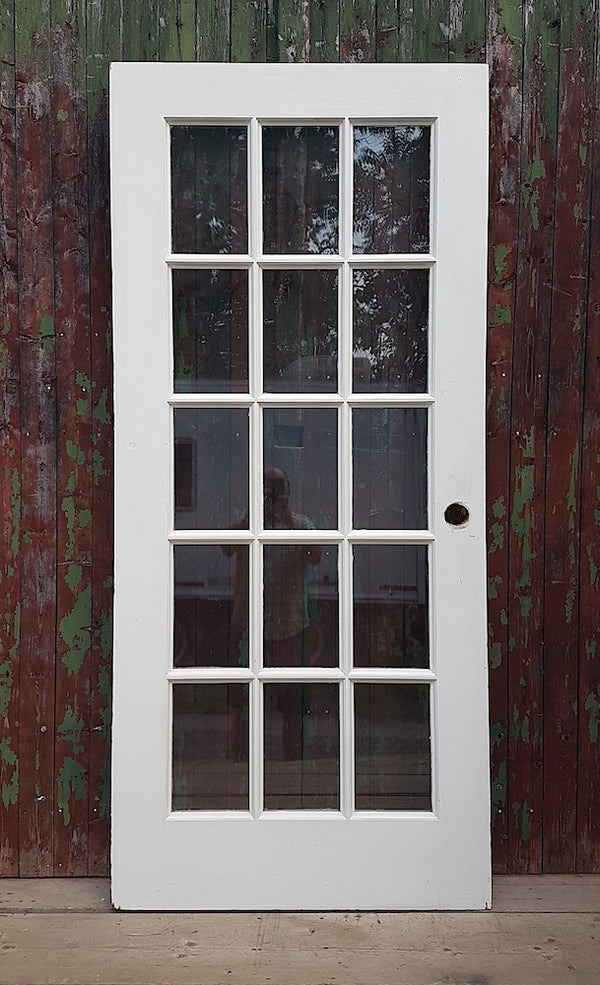 Vintage 15-Lite French Door Thermopane Glass - 35-5/8" x 79-1/2" x 1-3/4"