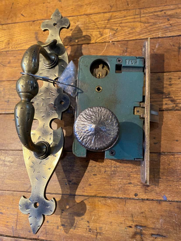 Colonial-style Bronze Thumblatch Entry Set- ca, 1930s (1840-1940)