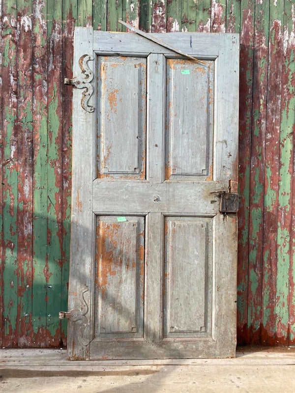 Antique European Four Panel Door with Moustache Hinges