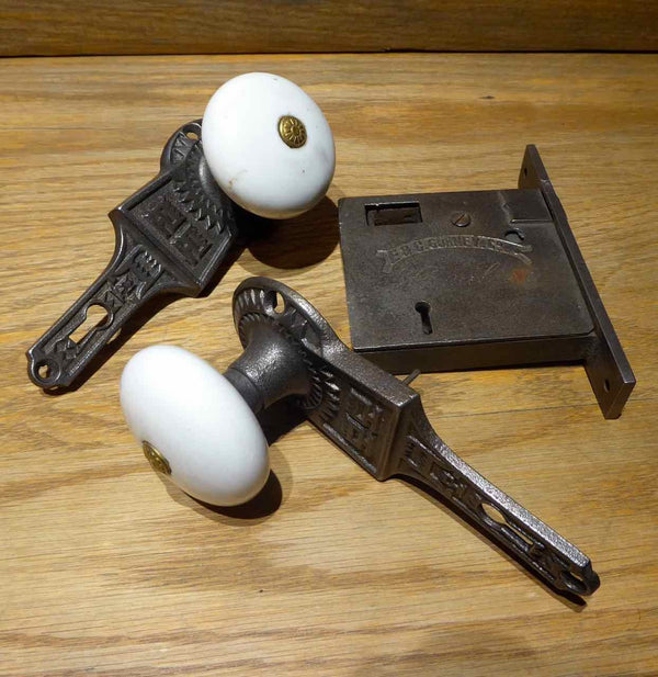 Antique Victorian Gravity Lock passage set -1887  (1840-1940)
