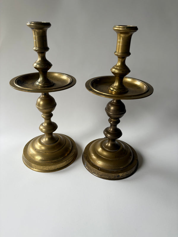 Heavy brass candlesticks.