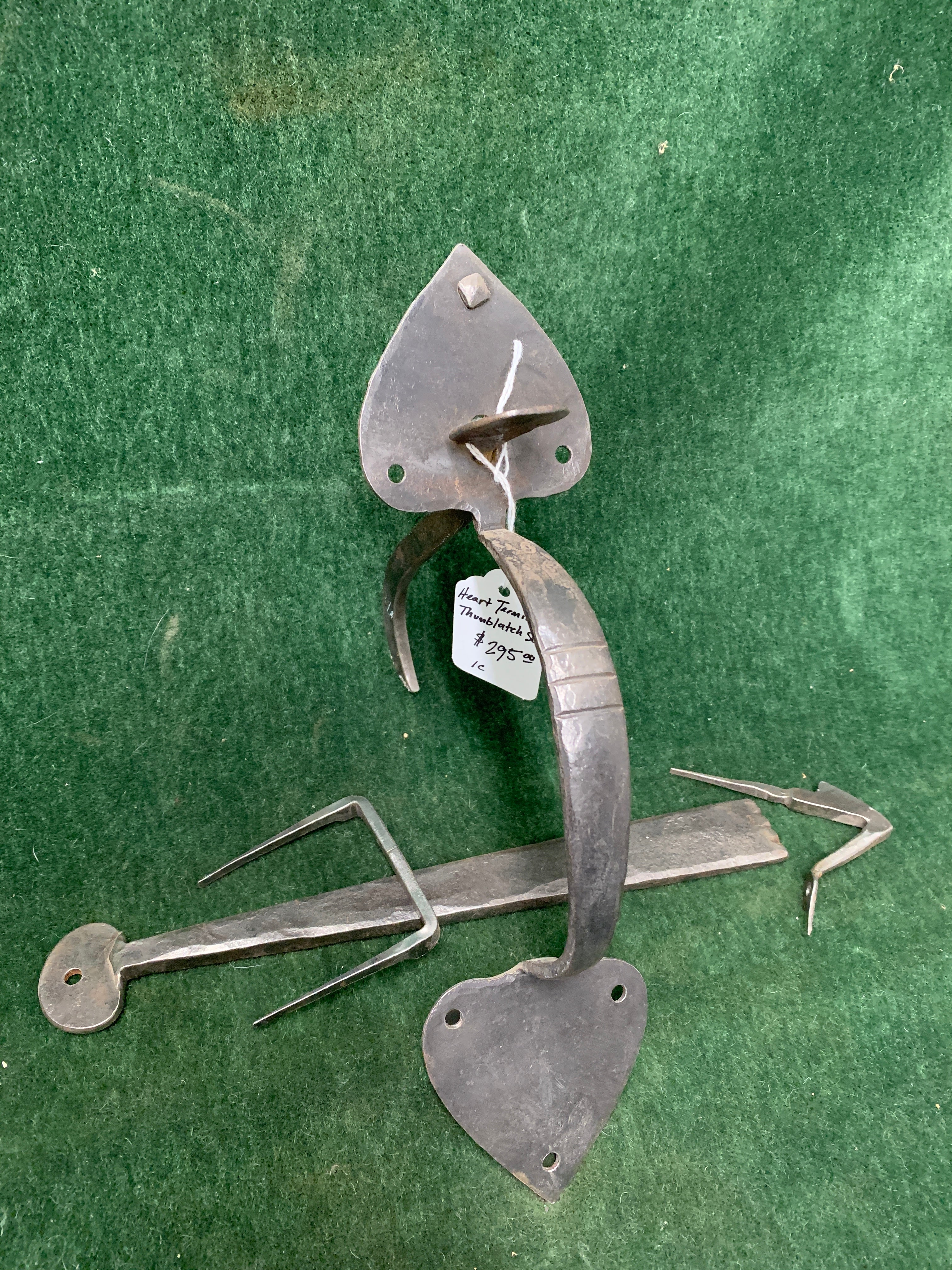 Early hand-forged Suffolk thumblatch with spade terminals ca. 1740-1840