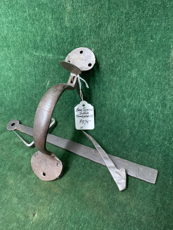 Early hand forged, vegetable-themed Suffolk thumblatch ca. 1740-1840