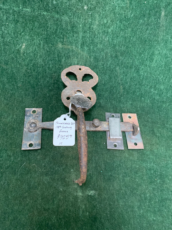 Early hand forged Suffolk thumblatch found in France ca. 1640-1740