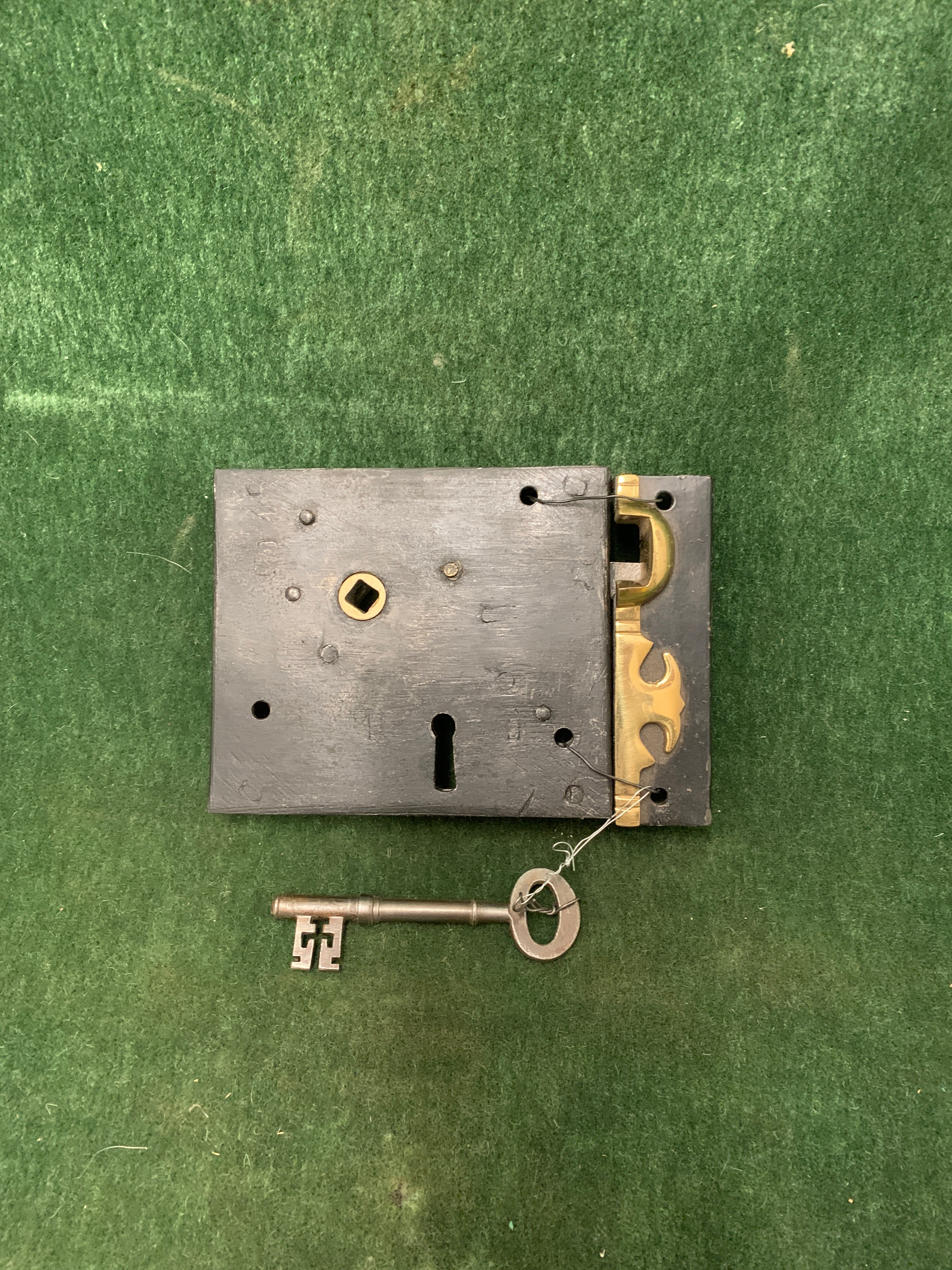 Carpenter Lock 5 7/8"x 4 3/4"for right hand door. 1740-1840