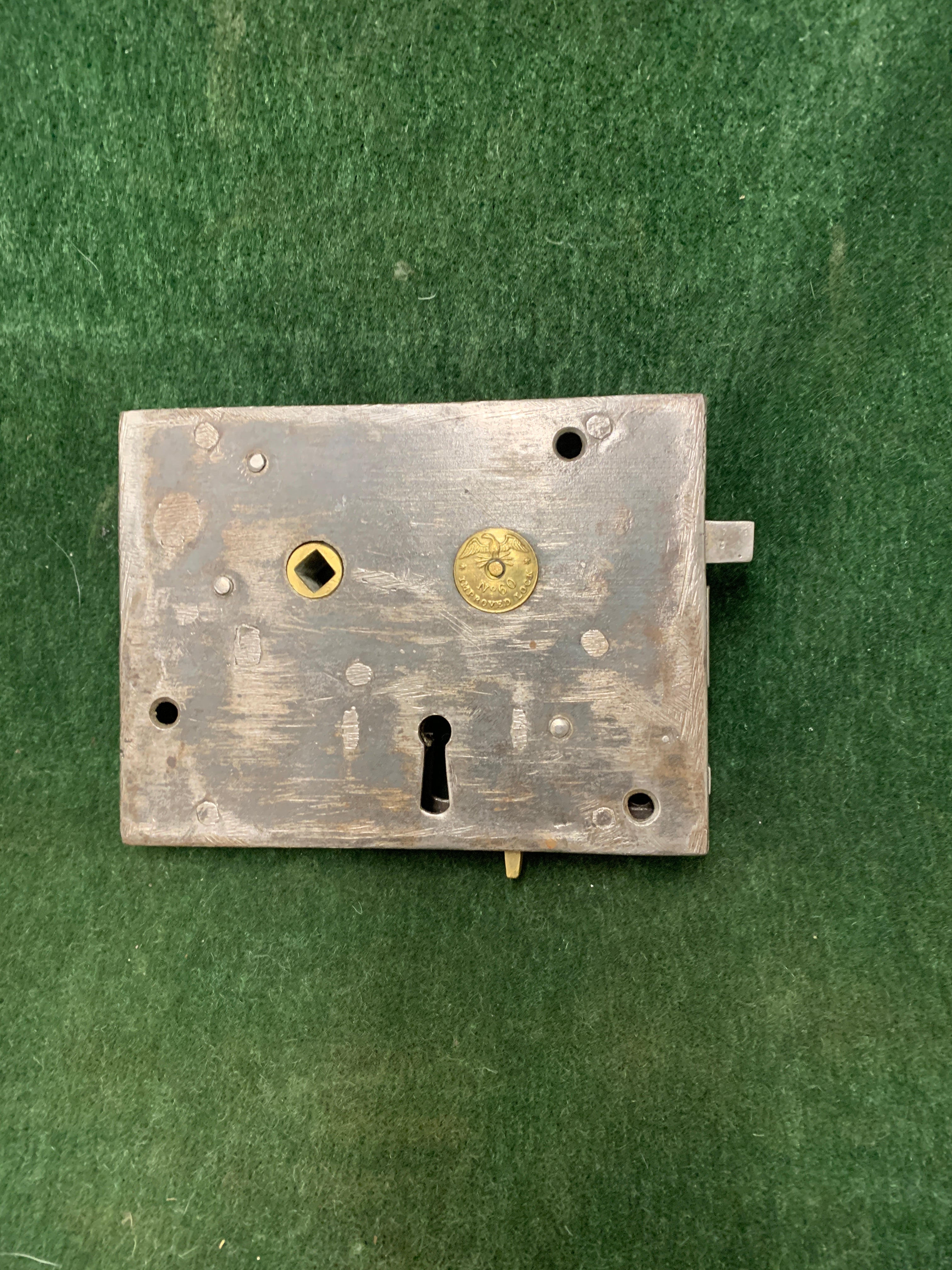 "Improved" No. 60 Carpenter Lock 6"x 4 1/2" for right hand door. 1740-1840