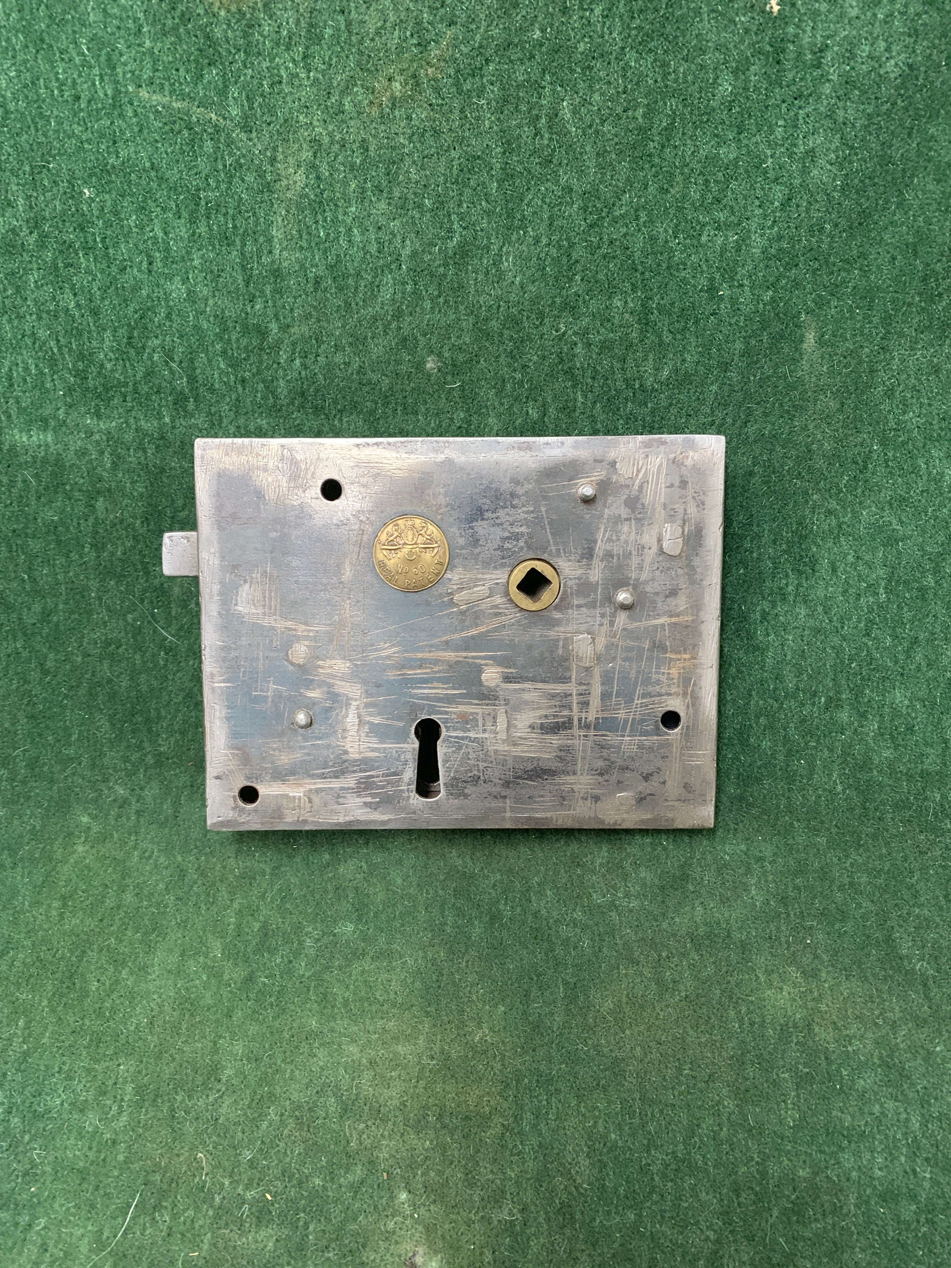 Carpenter Lock 6"x 4 5/8" for a left-hand door. 1740-1840