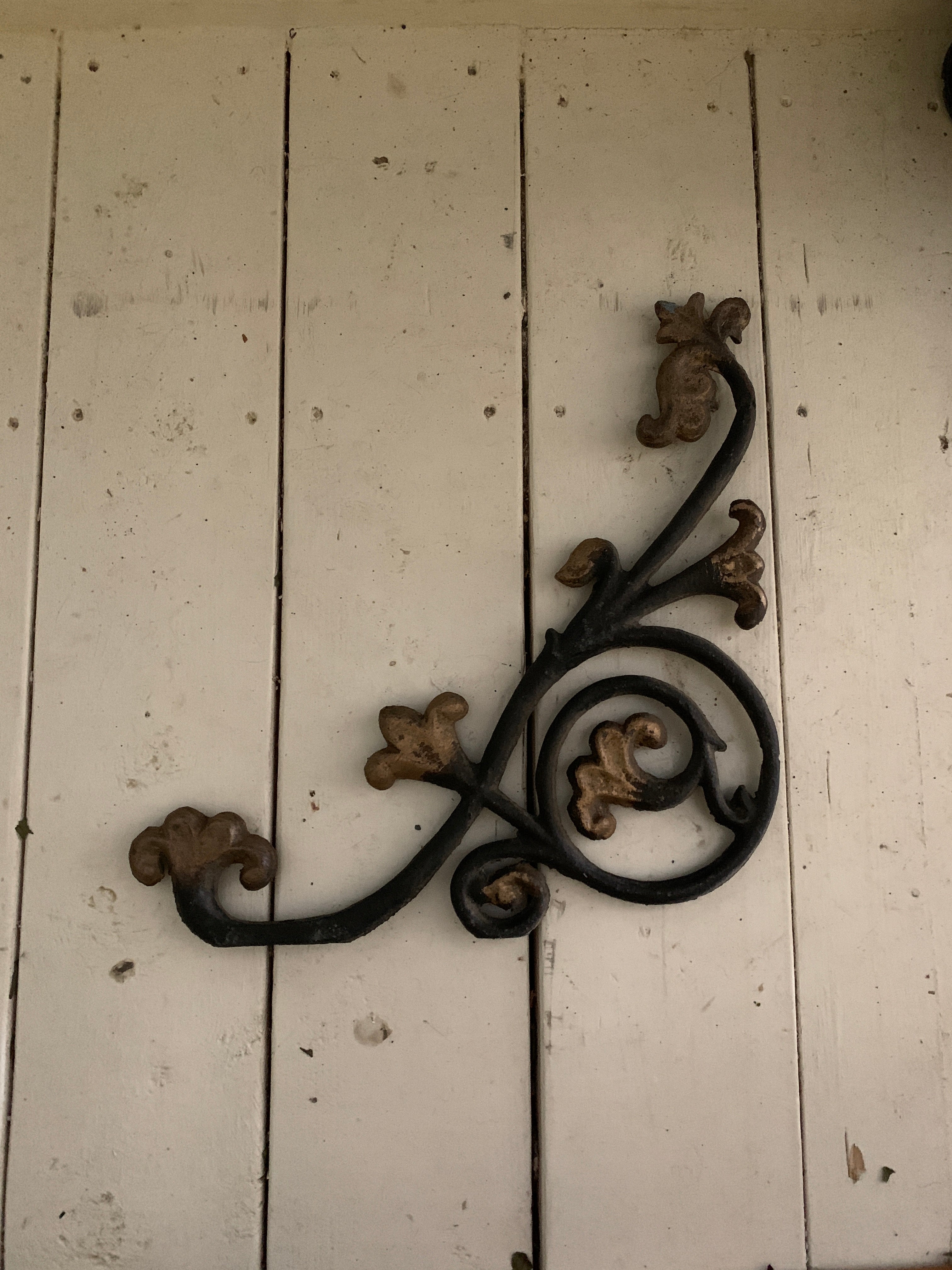 19th century cast iron Floral-themed church handrail support bracketss