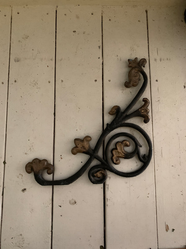 19th century cast iron Floral-themed church handrail support brackets