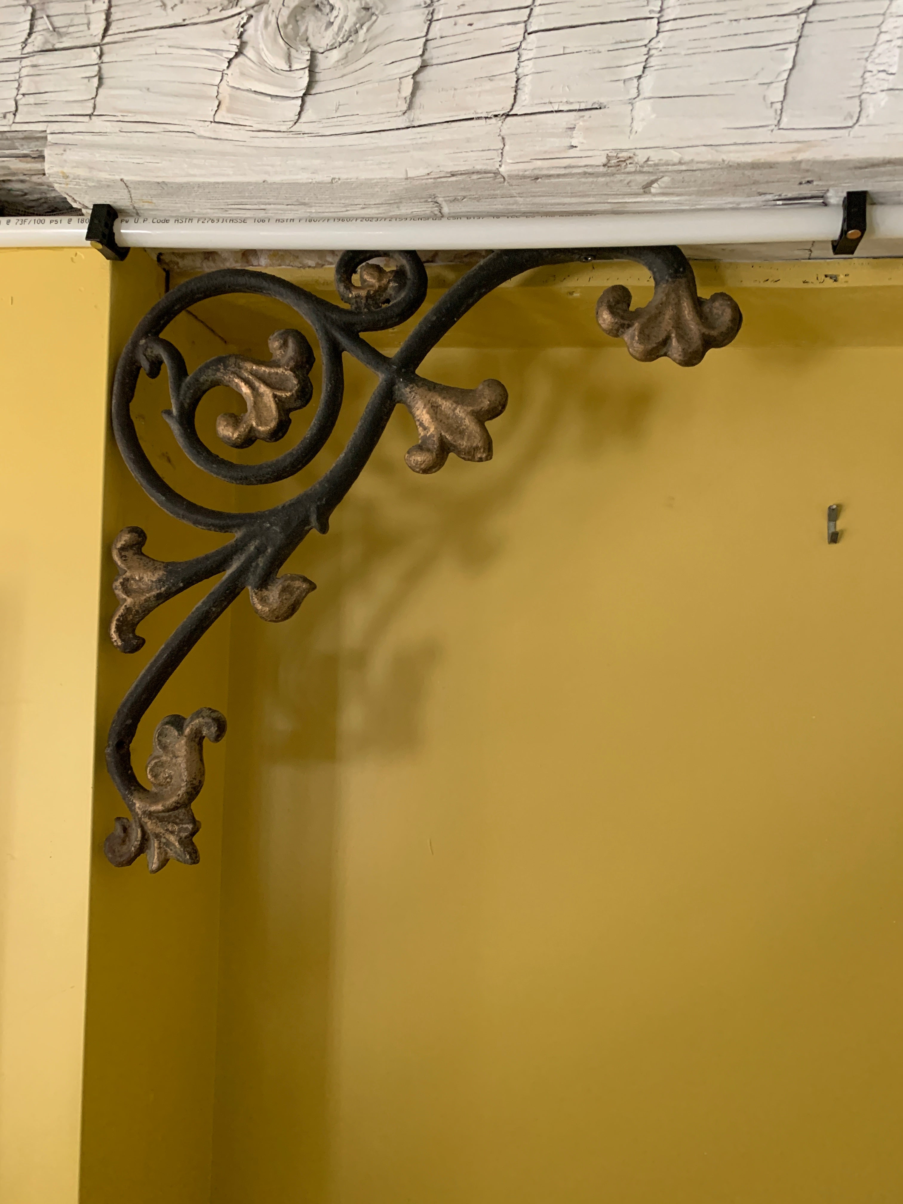 19th century cast iron Floral-themed church handrail support bracketss