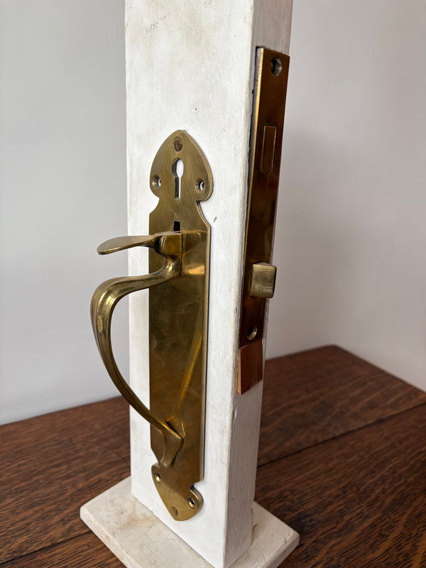 Art Nouveau Double-Thumblatch Entry Set. Solid brass- Ideal Lock Company, U.K. ca. 1930 (1840 -1940)