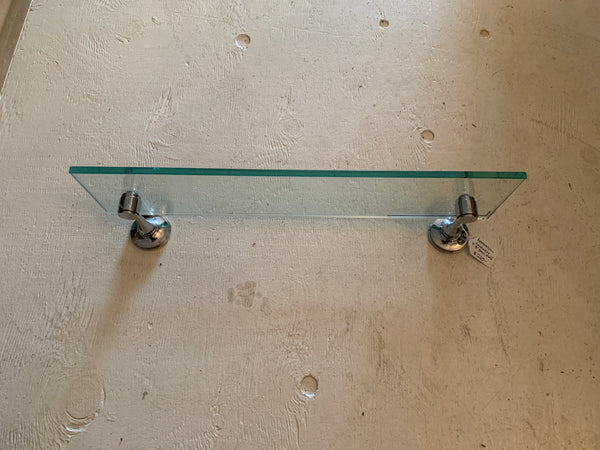 Glass and Chrome Bathroom shelves from Restoration Hardware