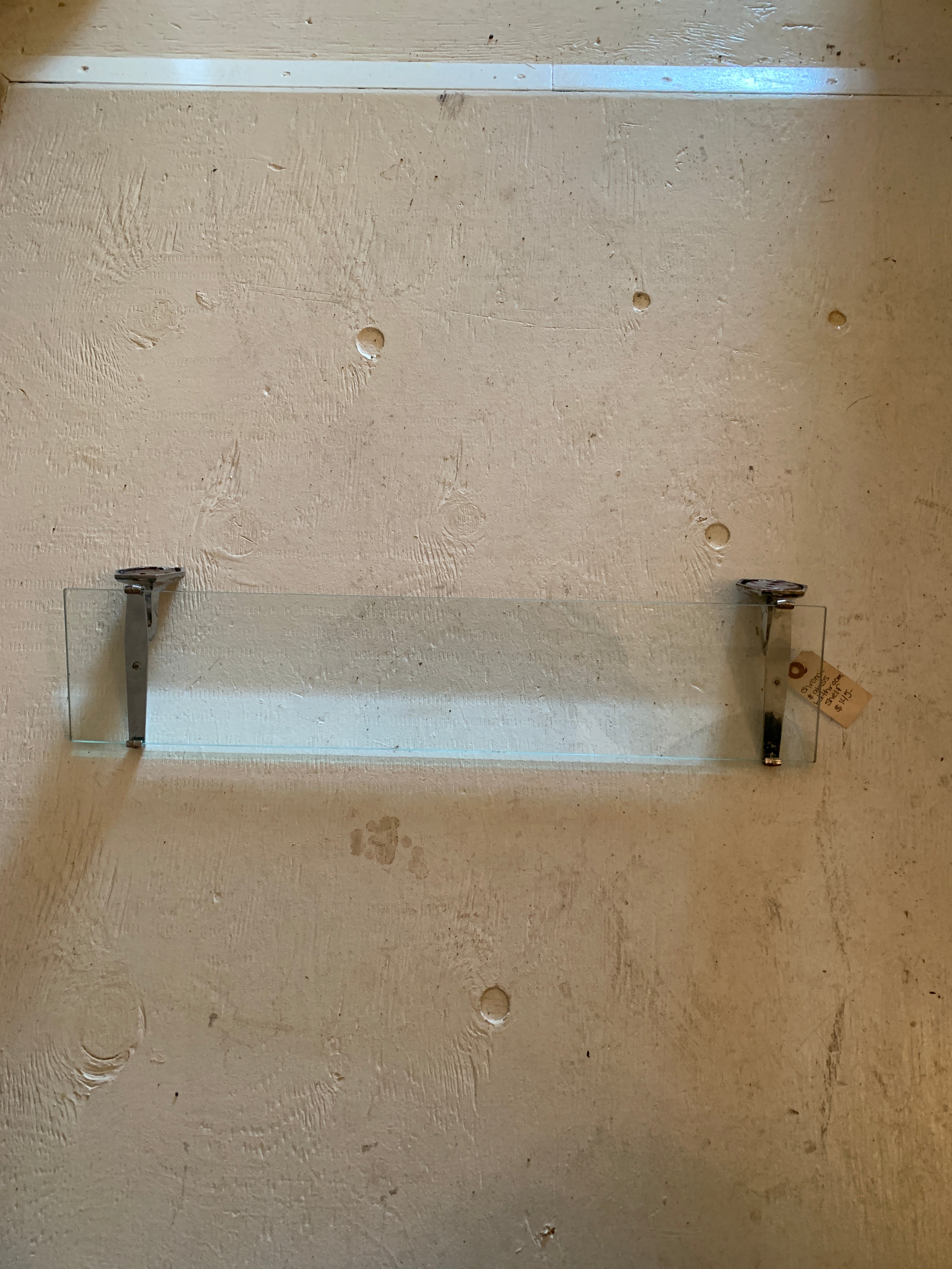 Glass and Chrome Art Deco Style bathroom shelves-24"x5"