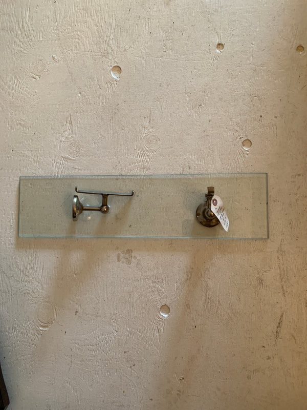 Glass and Nickel Bathroom Shelf- Victorian style-  24"x 5"