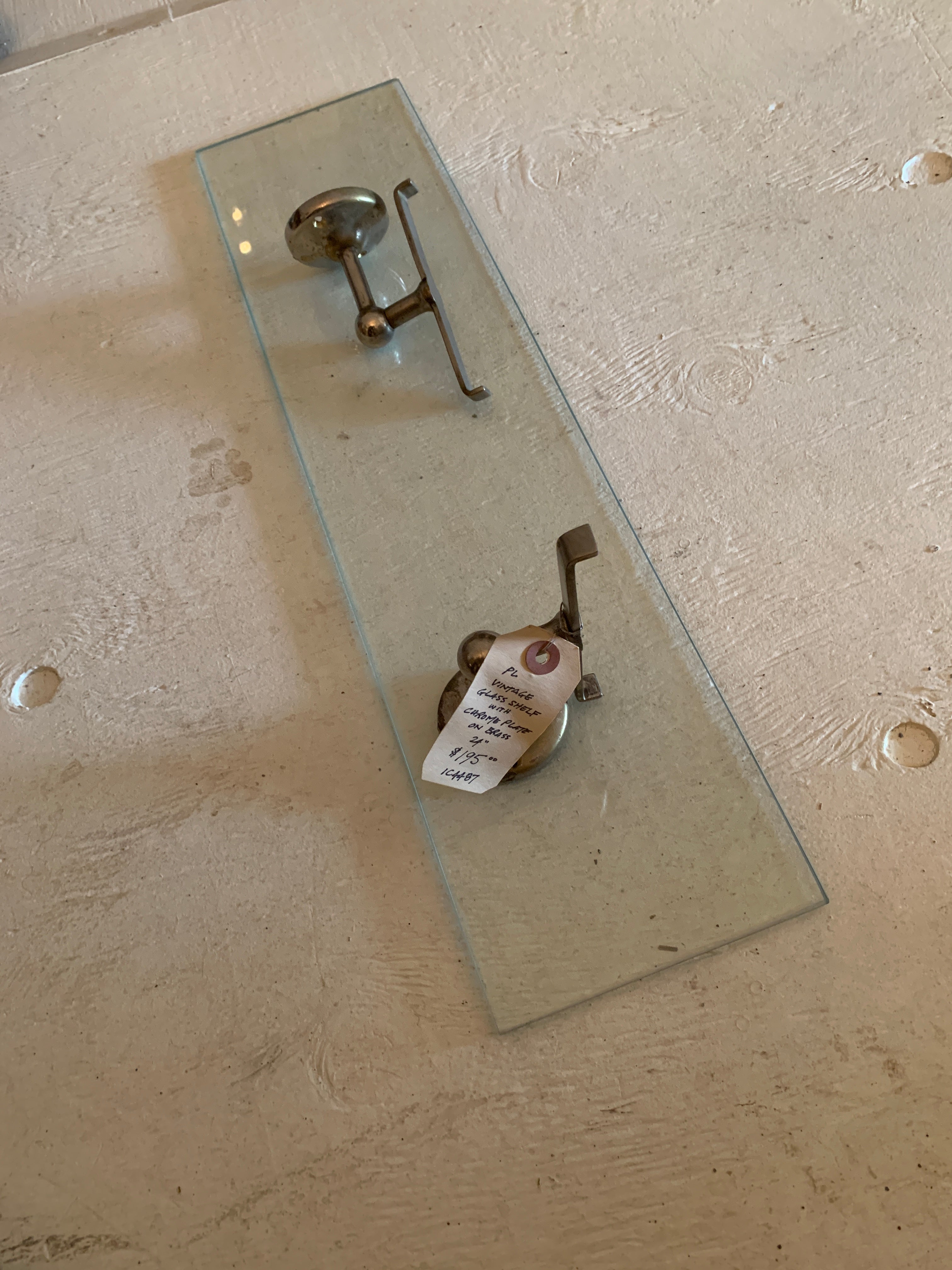 Glass and Nickel Bathroom Shelf- Victorian style-  24"x 5"