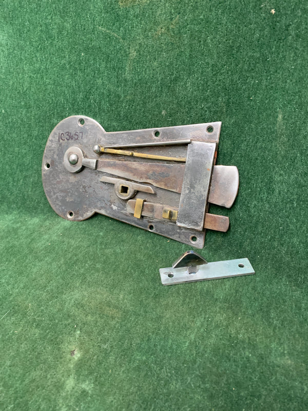Antique Right hand Hand Door Wishbone Lock, or Plate Latch - Keyhole Pattern- Glascow, Scotland ca. 1750-1790