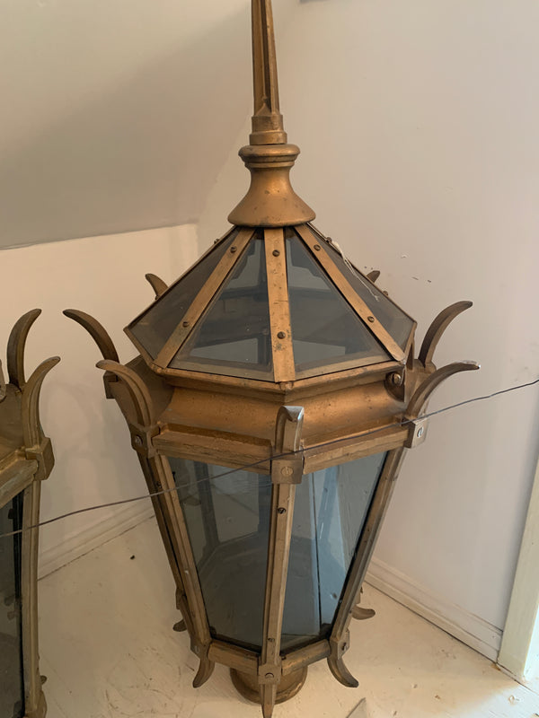 Vintage Extremely Heavy Cast Bronze Post or Pillar Lantern
