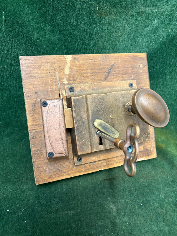 Antique 5"x 5" Brass Box Lock- Complete Set - ca. early 20th century (1840-1940)