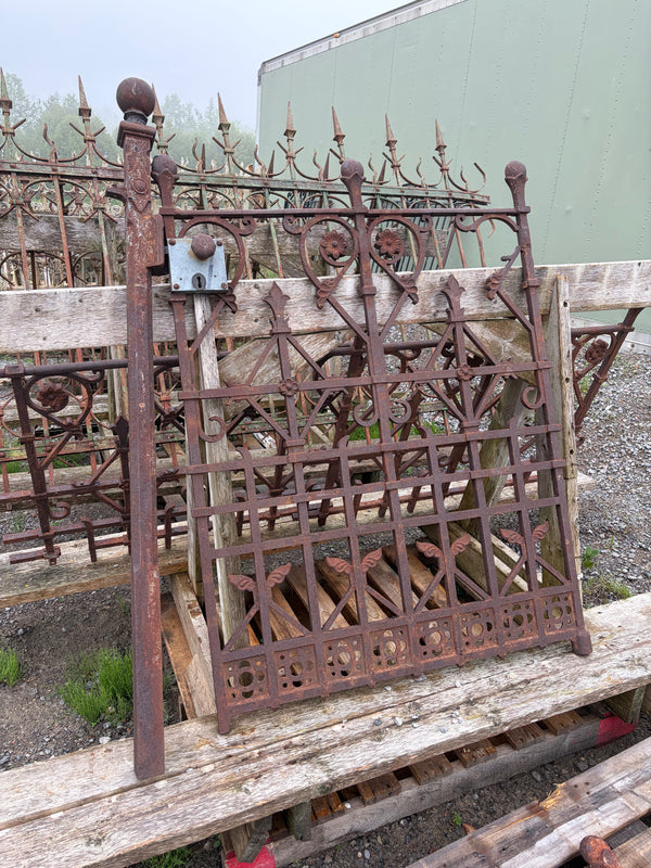 Antique Cast Iron Gate with two Side Panels- Scotland- ca. late 1800s