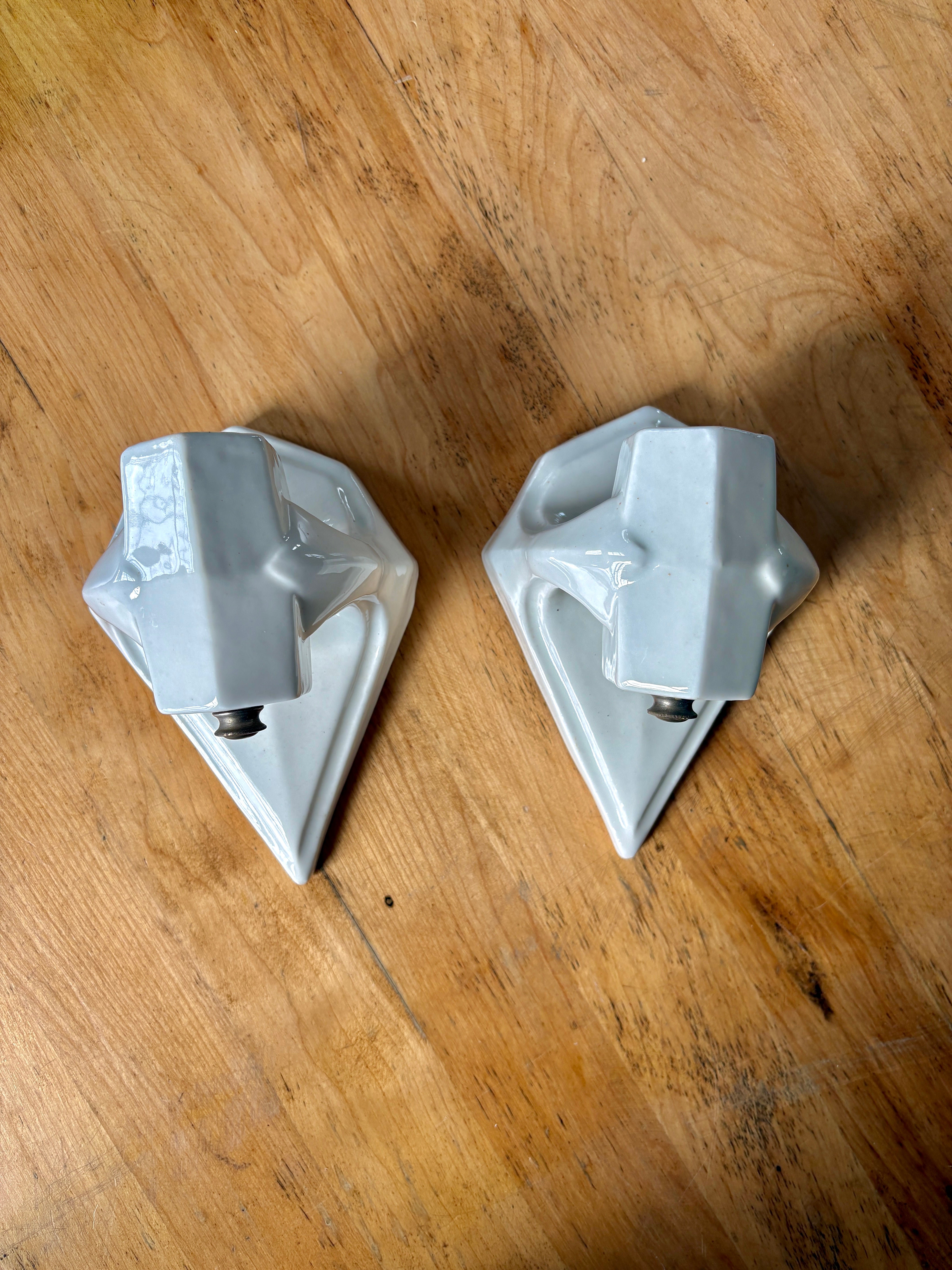 Art Deco White Porcelain Wall Sconces