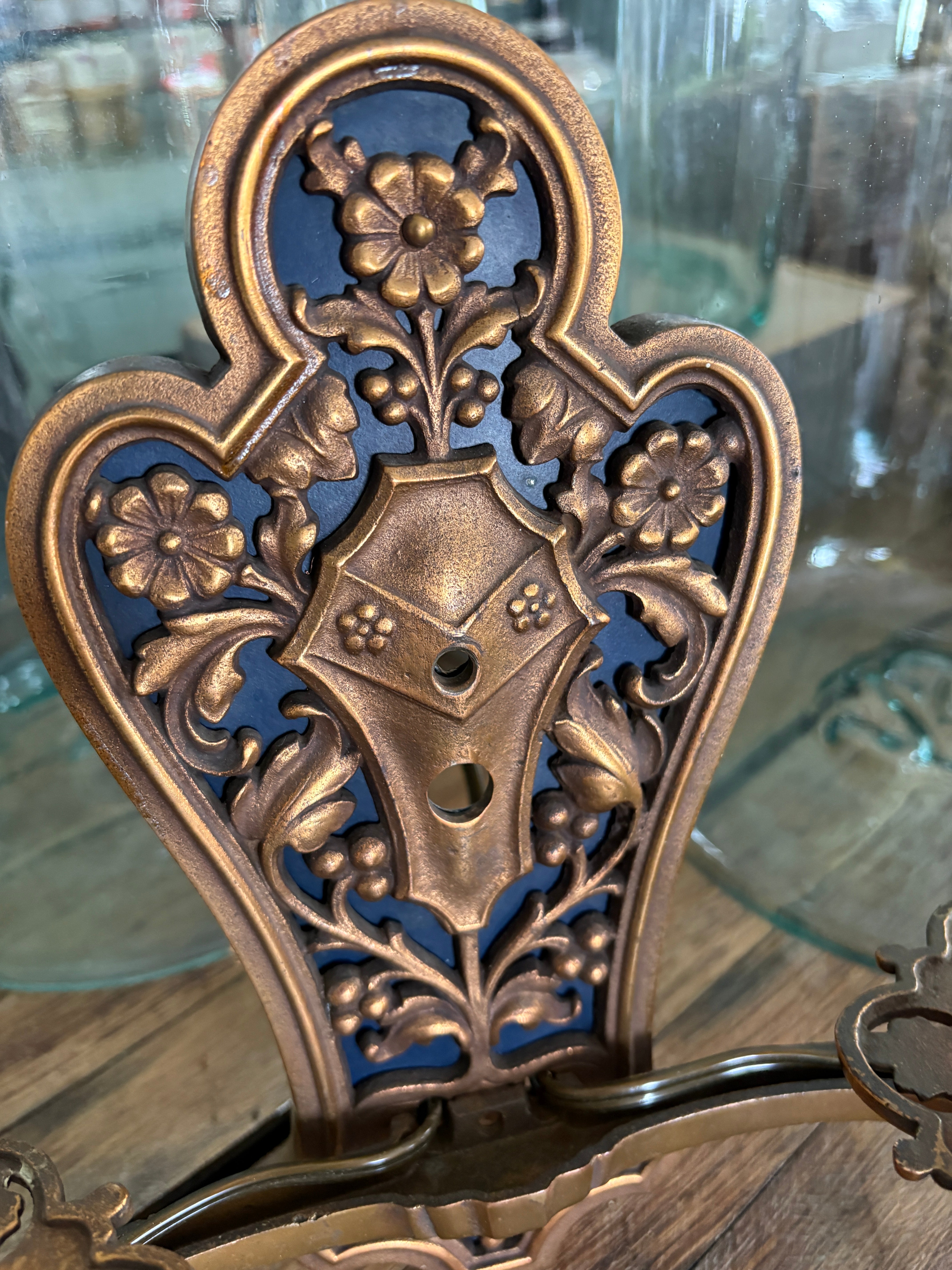 Set of 3 1920's Bronze Art Nouveau Inspired Sconces