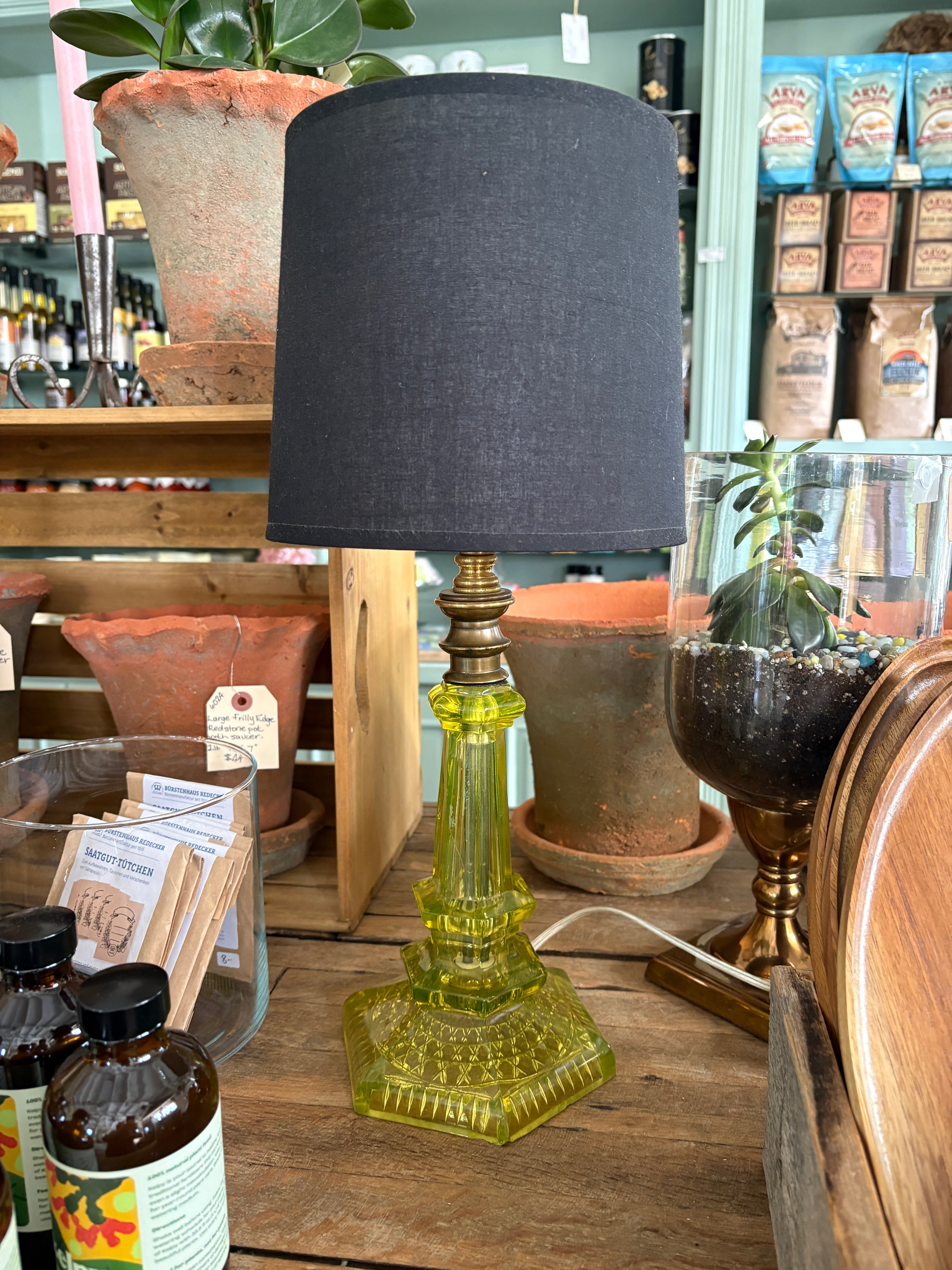 Vaseline Glass Table Lamp