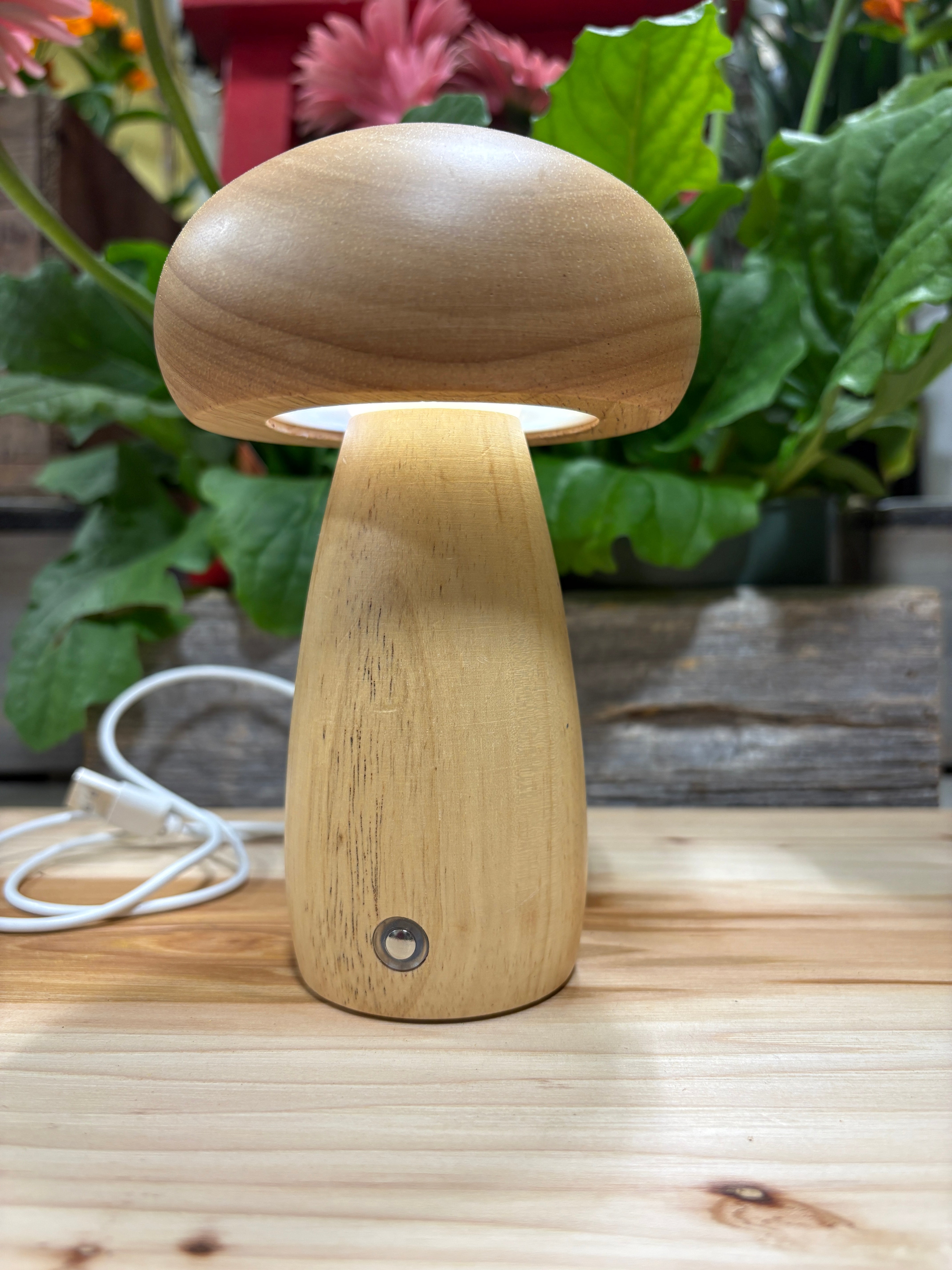 Wooden Mushroom Lamp
