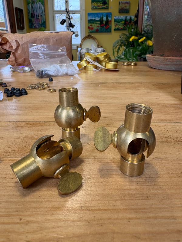 Threaded Adjustable Brass Swivel with Wing Nut Adjustment for Lighting Restoration