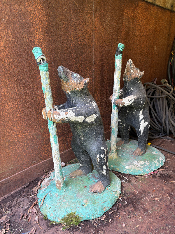 Quirky Concrete Folk-Art Bears - Quebec, Canada