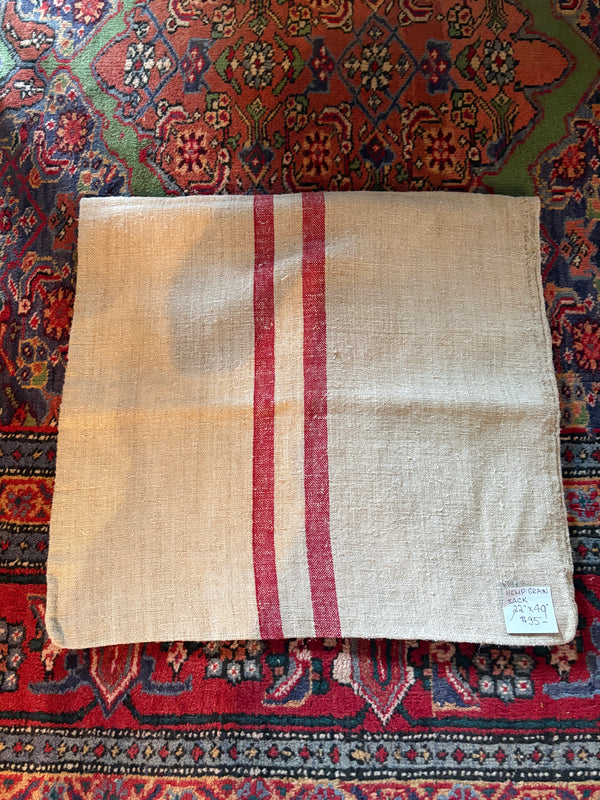 Hemp Grain Sack with Red Stripes