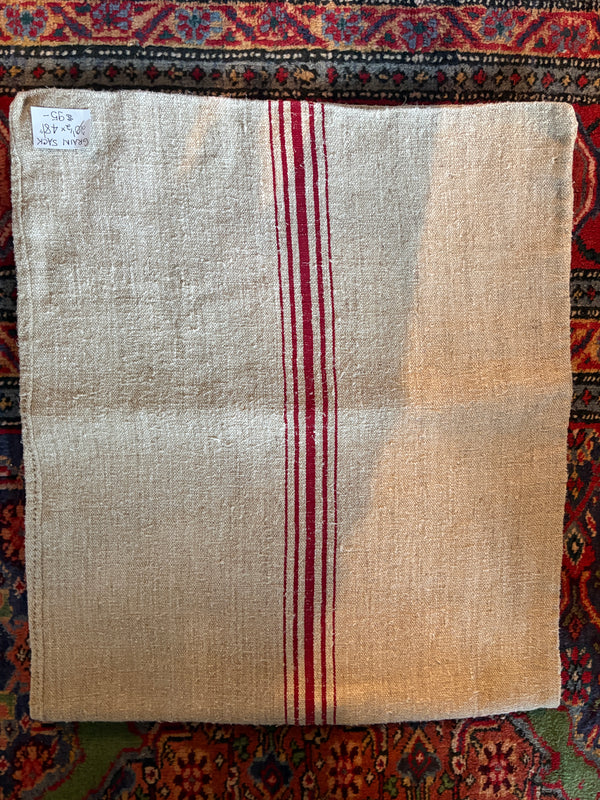 Hemp Grain Sack with Red Striping