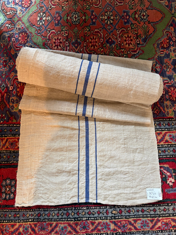 Vintage Linen with Blue Striping