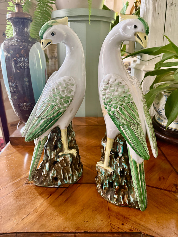 Pair of Chinese Export Porcelain Falcons