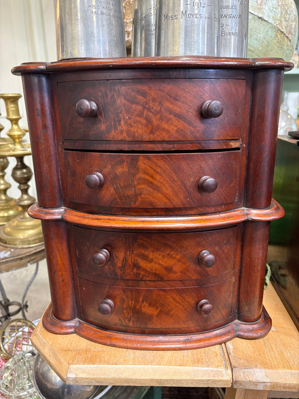 Antique c-1830-1860 Miniature Bow-Front Chest of Drawers