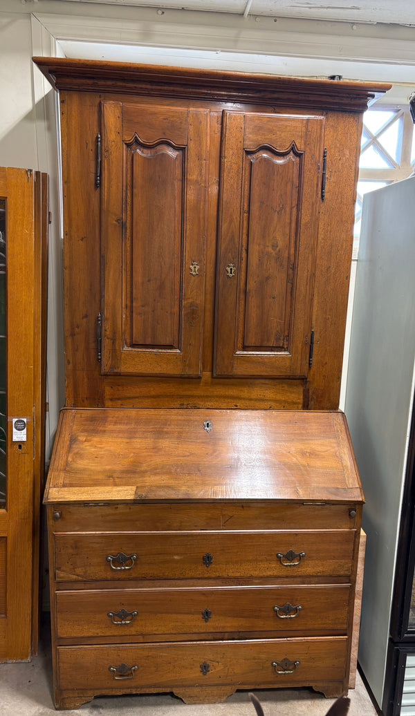 French Provincial slant-front Secretary Desk with Matching Cabinet Top
