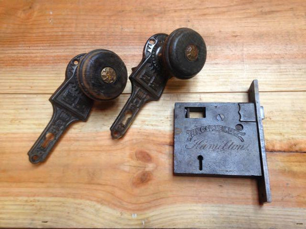 Antique Victorian Gravity Lock Passage Set -1887