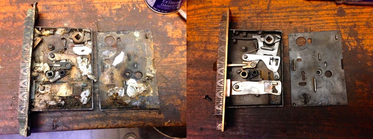 Before & After antique lock refurbishing
