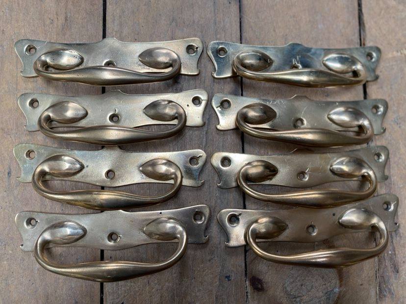 Set of 8 Brass Art Nouveau Pulls
