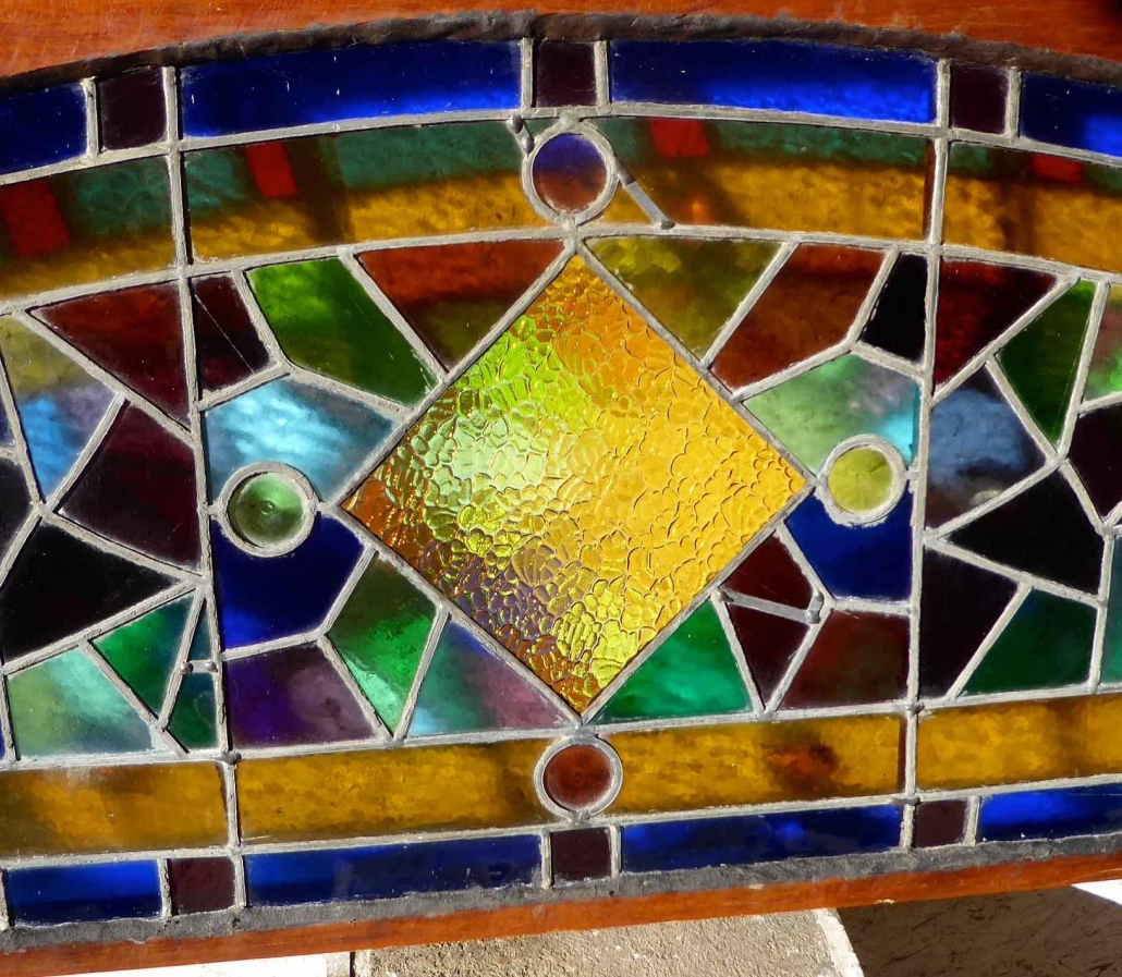 Antique Stained Glass Window with rounded top - detail