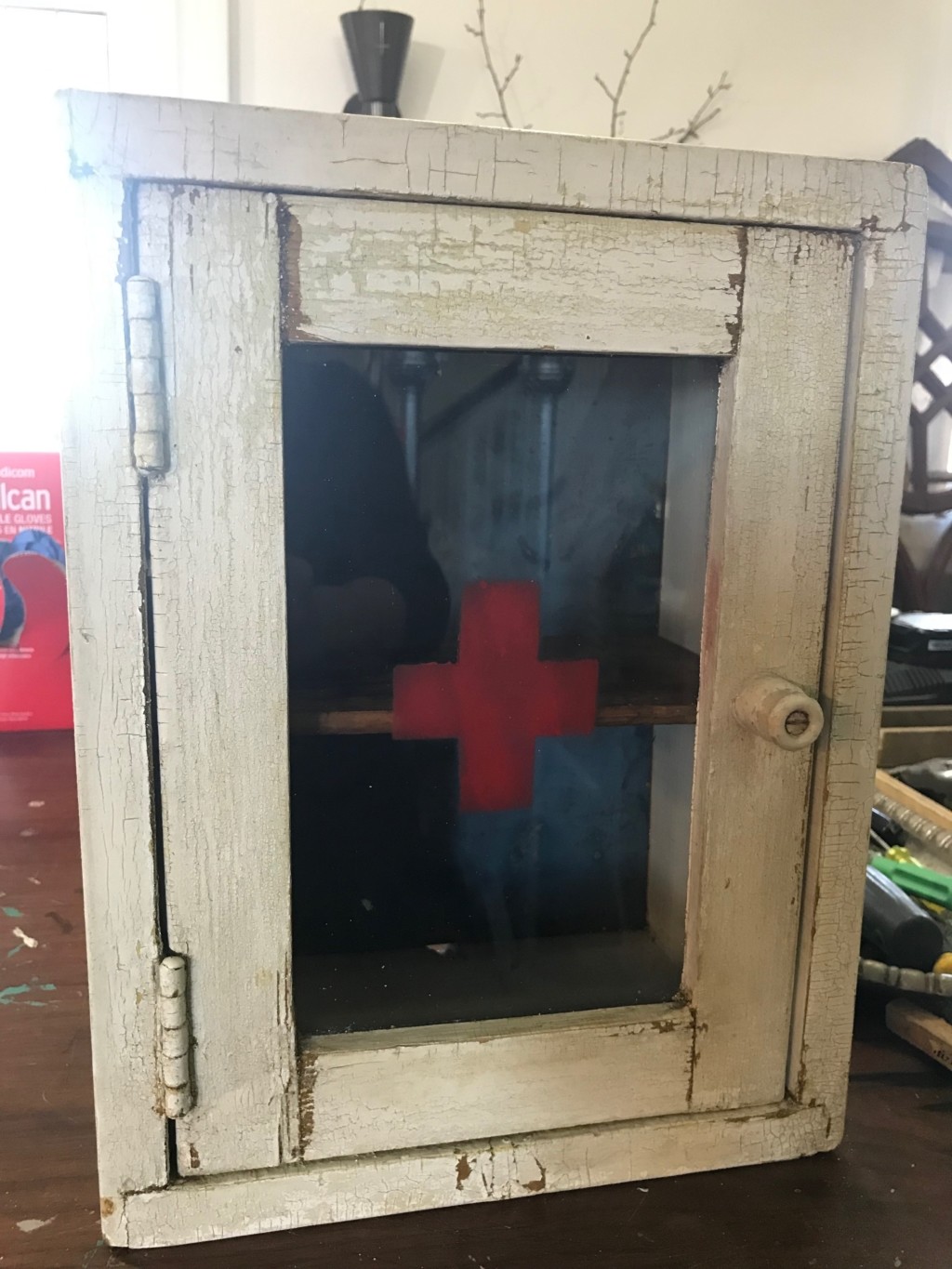 Ic2597 Antique Red Cross Medicine Cabinet Legacy Vintage