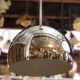 Beautiful vintage mid-century chrome demi-globe pendent light fixture
