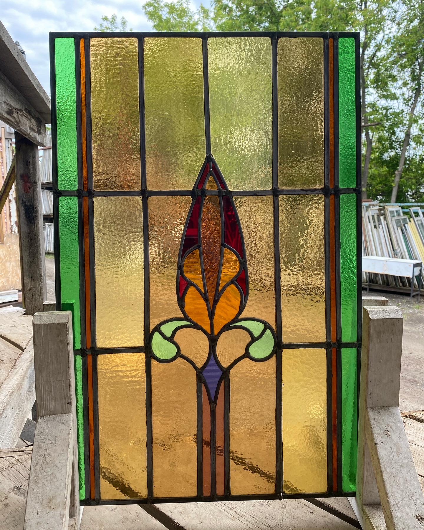 IC4025 - Antique Stained Glass Window (Restored) - 23-1/2 x 36 - Legacy  Vintage Building Materials & Antiques