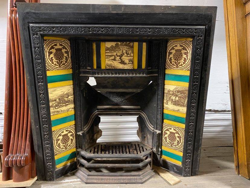 Ic4038 Antique Tiled Cast Iron, Antique Fireplace Insert Parts