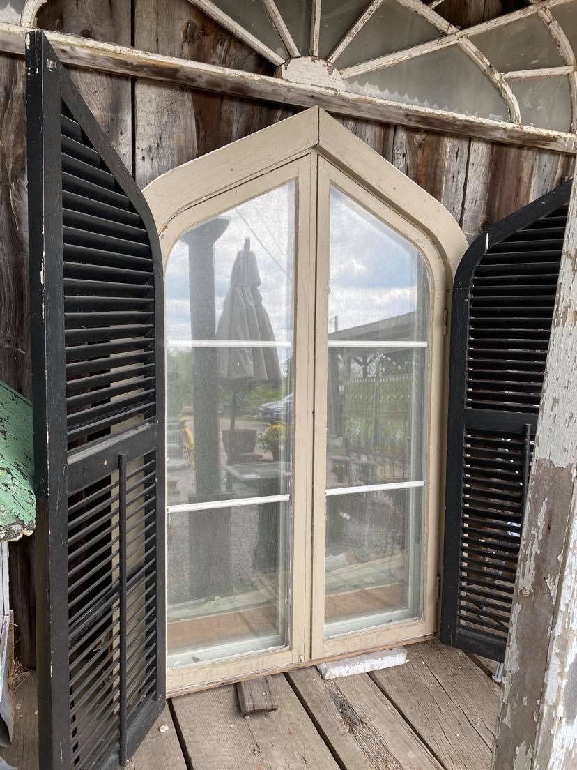 Vintage Gothic Window Frame With Shutters