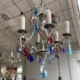 Vintage Chandelier with Coloured Glass Drops