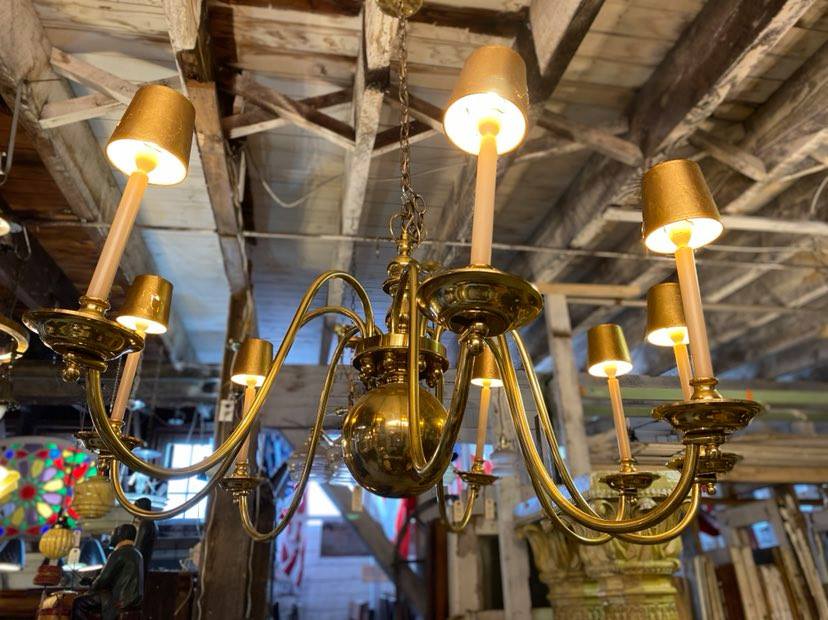 IC4569 - Vintage Williamsburg Style Solid Brass Chandelier - Legacy Vintage  Building Materials & Antiques