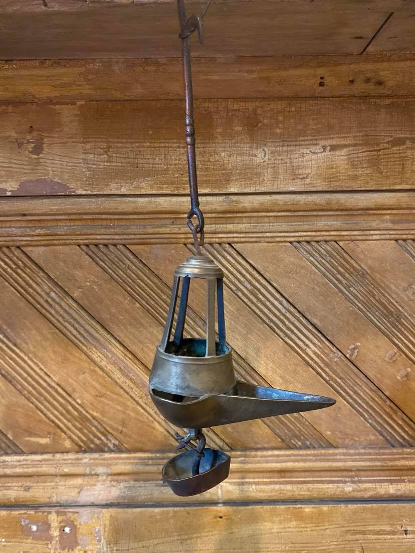 Antique French Brass Petty Lamp