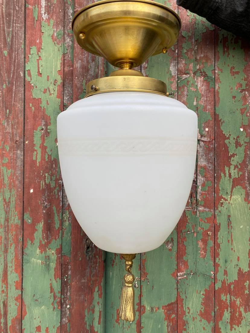 Vintage Frosted Etched Semi-Flush