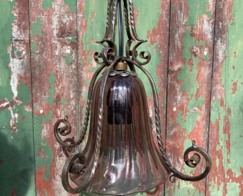 Vintage French Twisted Iron Pendant