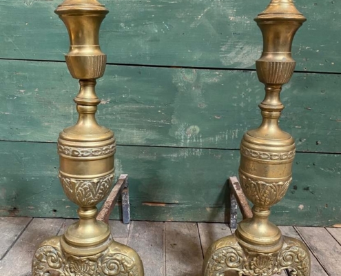 Pair of Brass Victorian Andirons